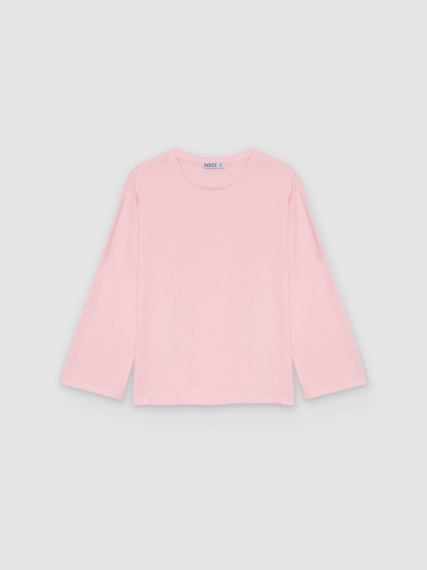  Camiseta de malha oversized rosa claro vista frontal
