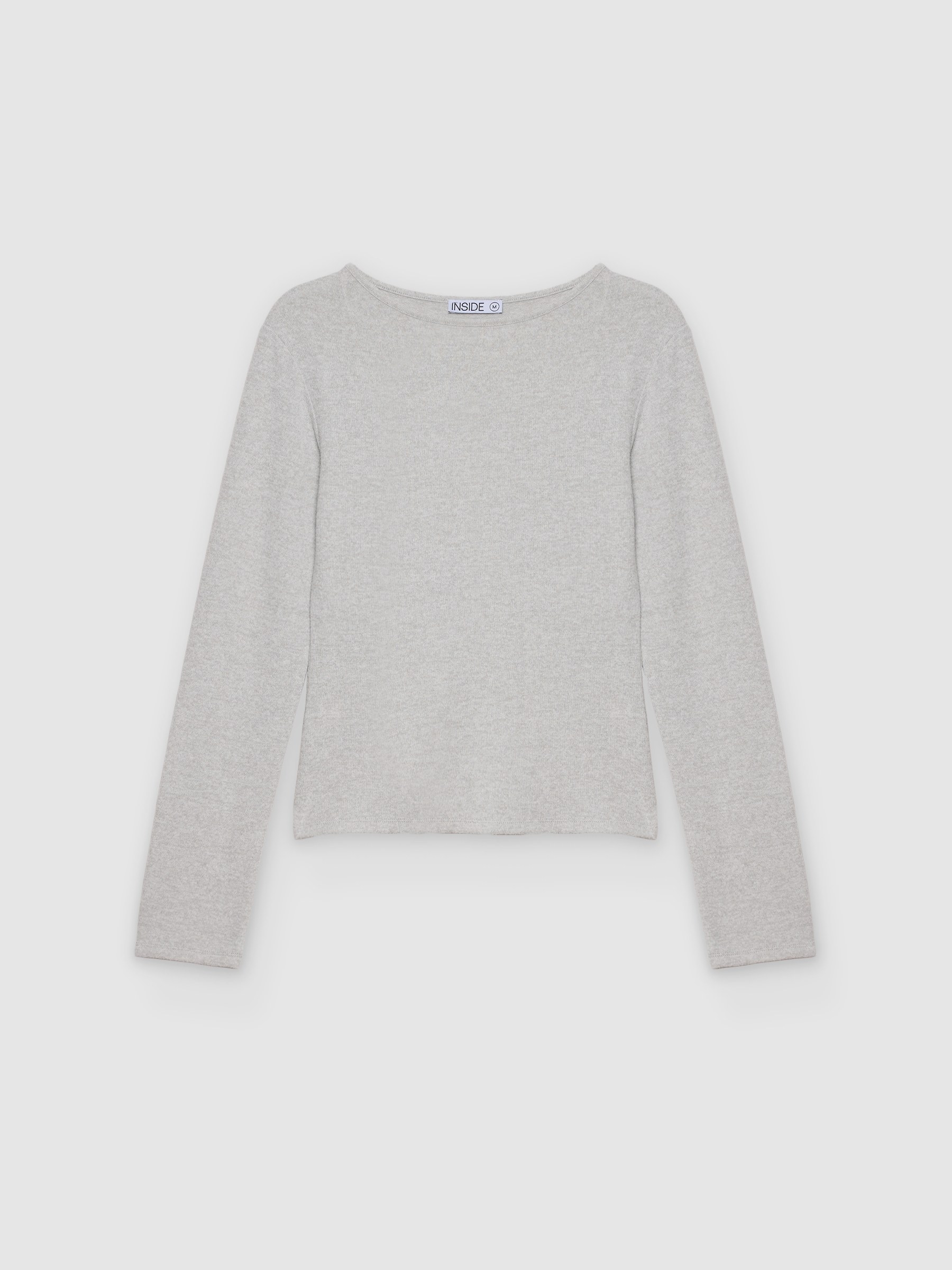  Basic boat neck t-shirt light melange front view