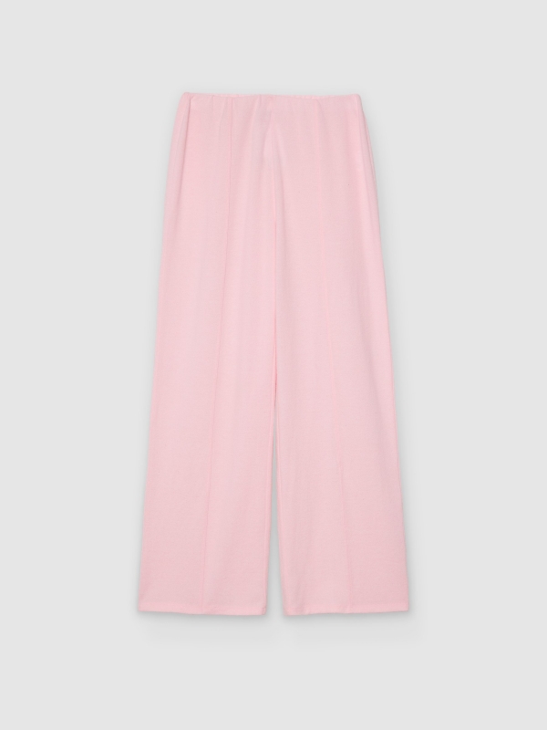  High-waisted soft wide-leg pants light pink front view