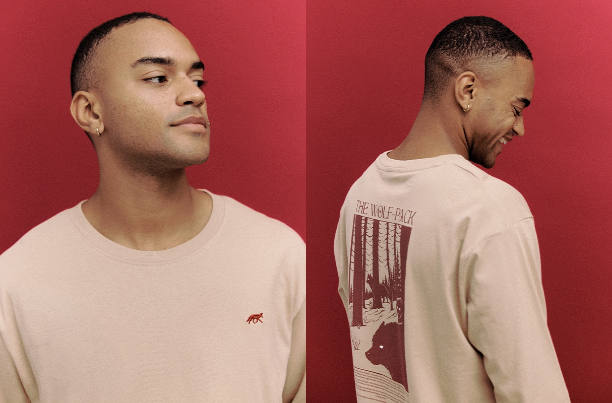 Wolfs long-sleeve T-shirt beige middle front view