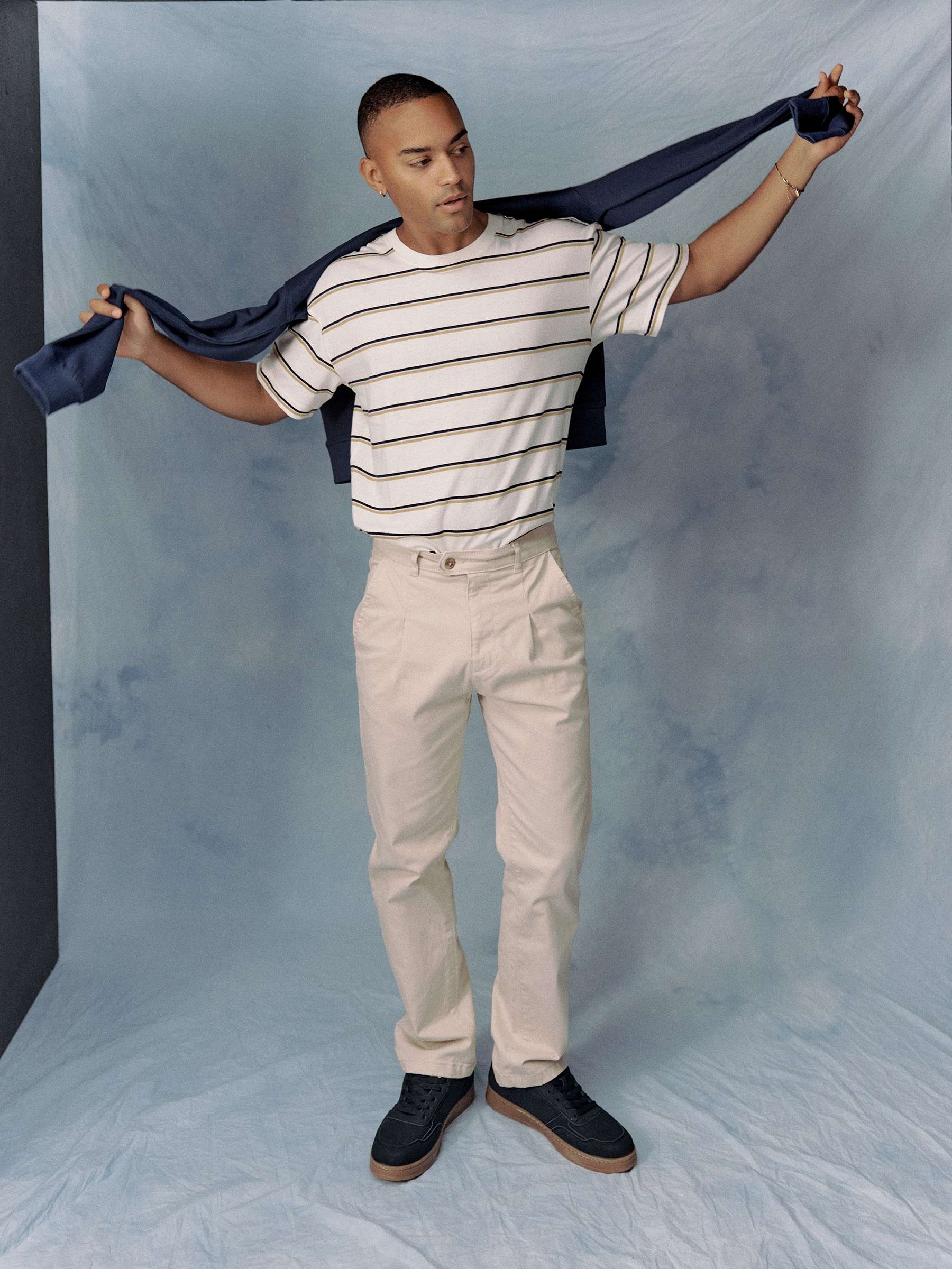 Relaxed high-rise chino pants raw front view