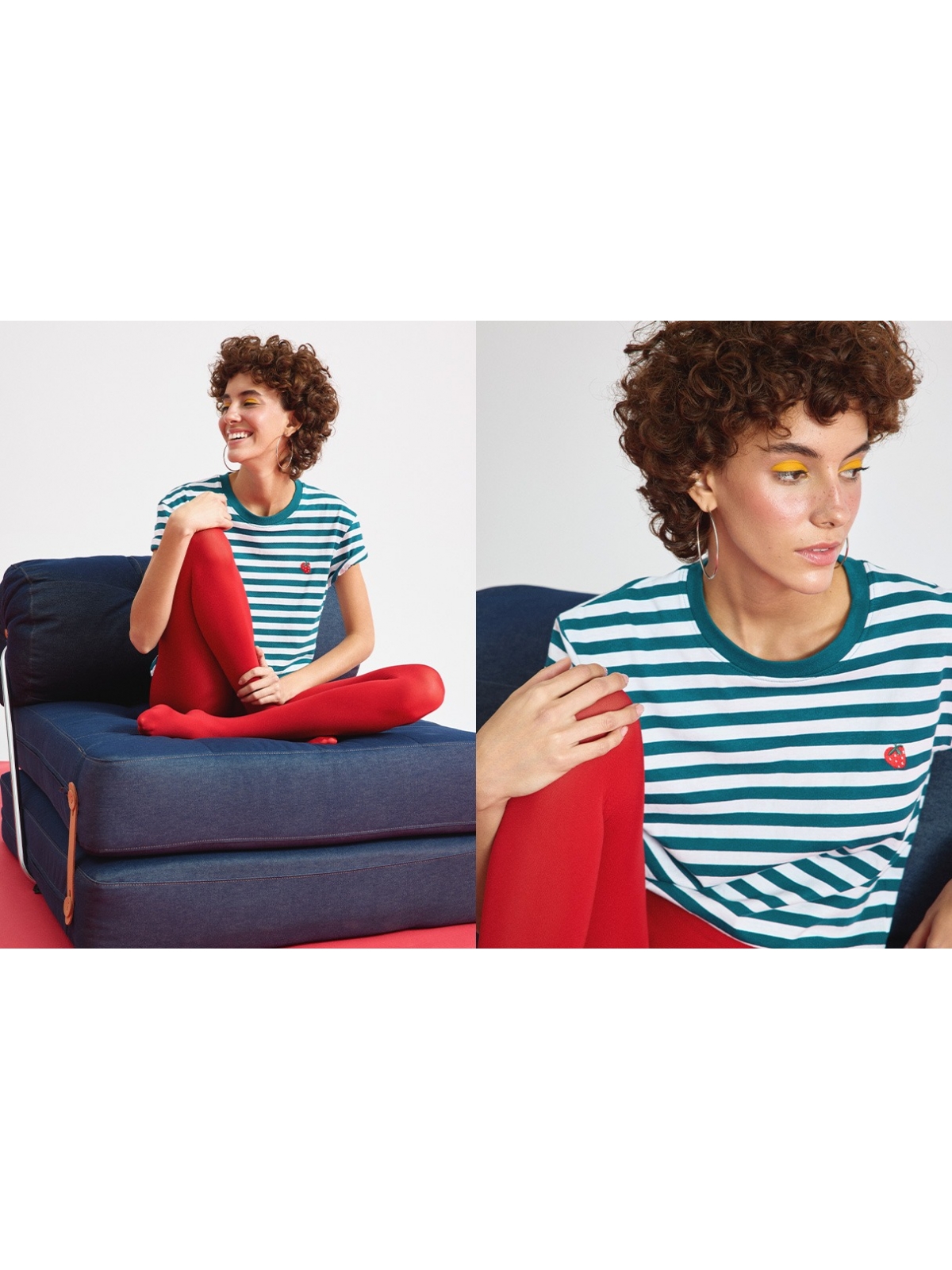 %NewExtra% Oversized striped cotton T-shirt green