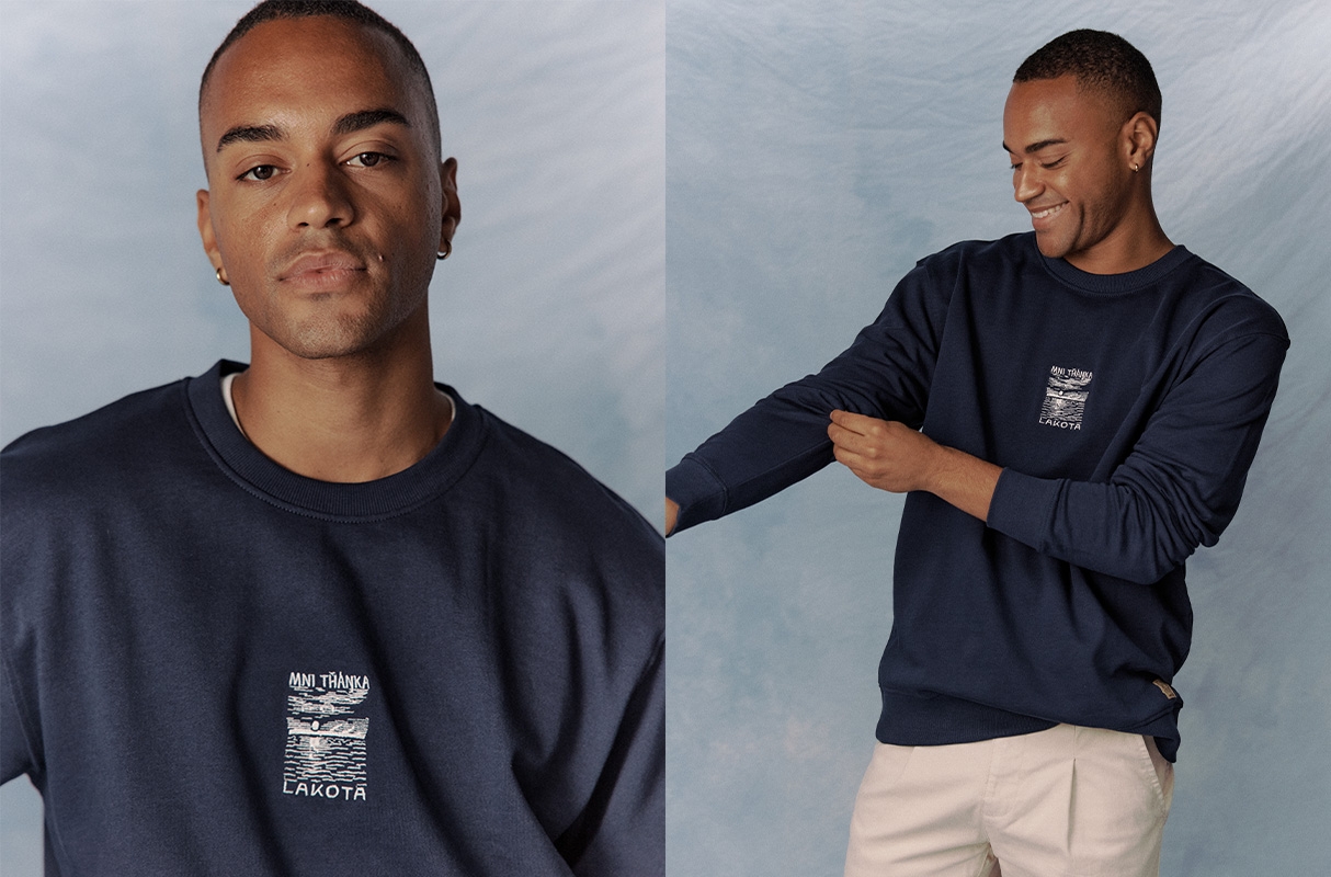 Sudadera nature cuello redondo azul marino vista media frontal