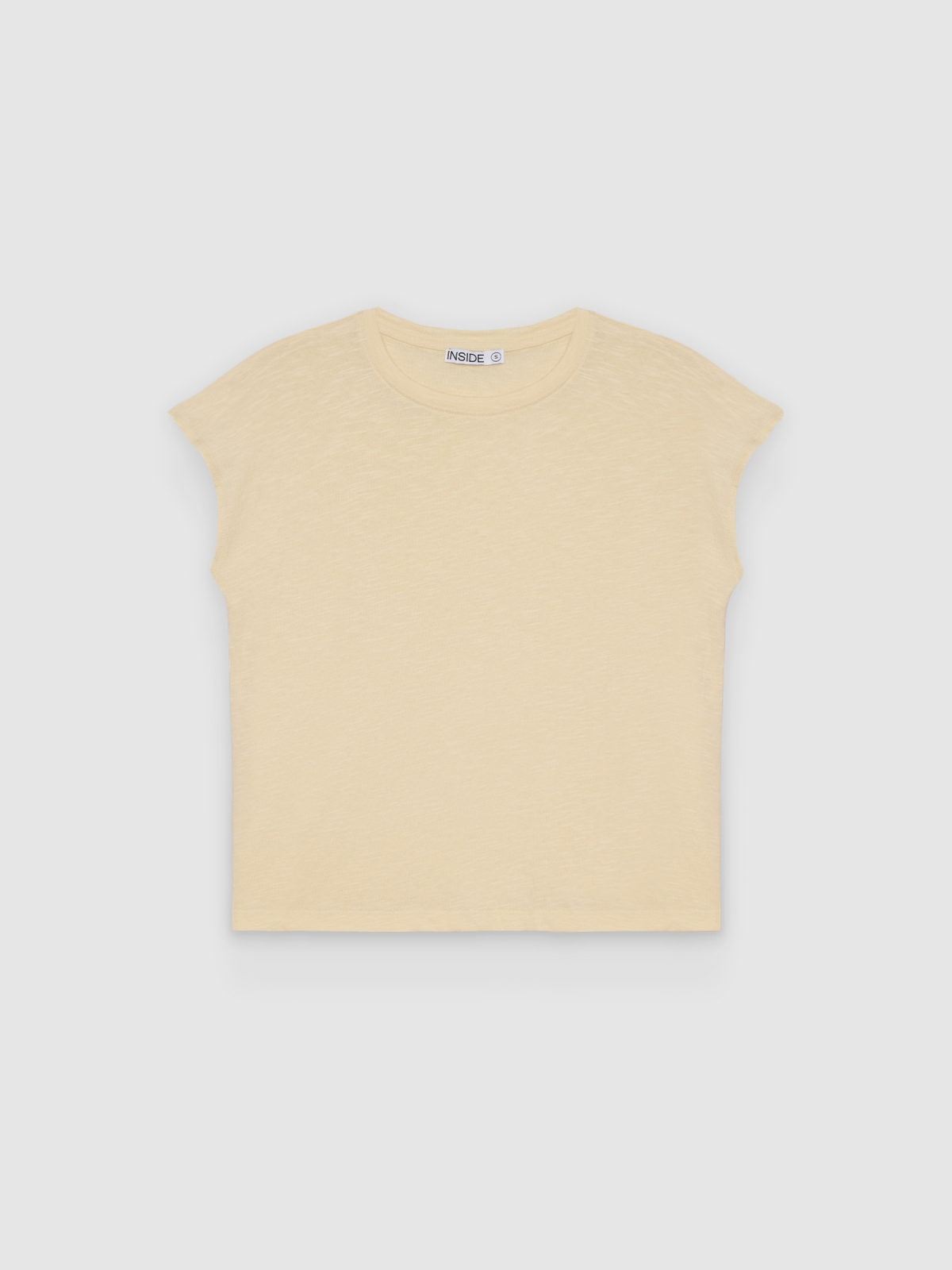 %Pto% Camiseta básica de linho areia vista frontal