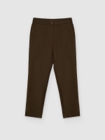 %Pto% Pantalón slim pinzas tiro medio taupe vista frontal