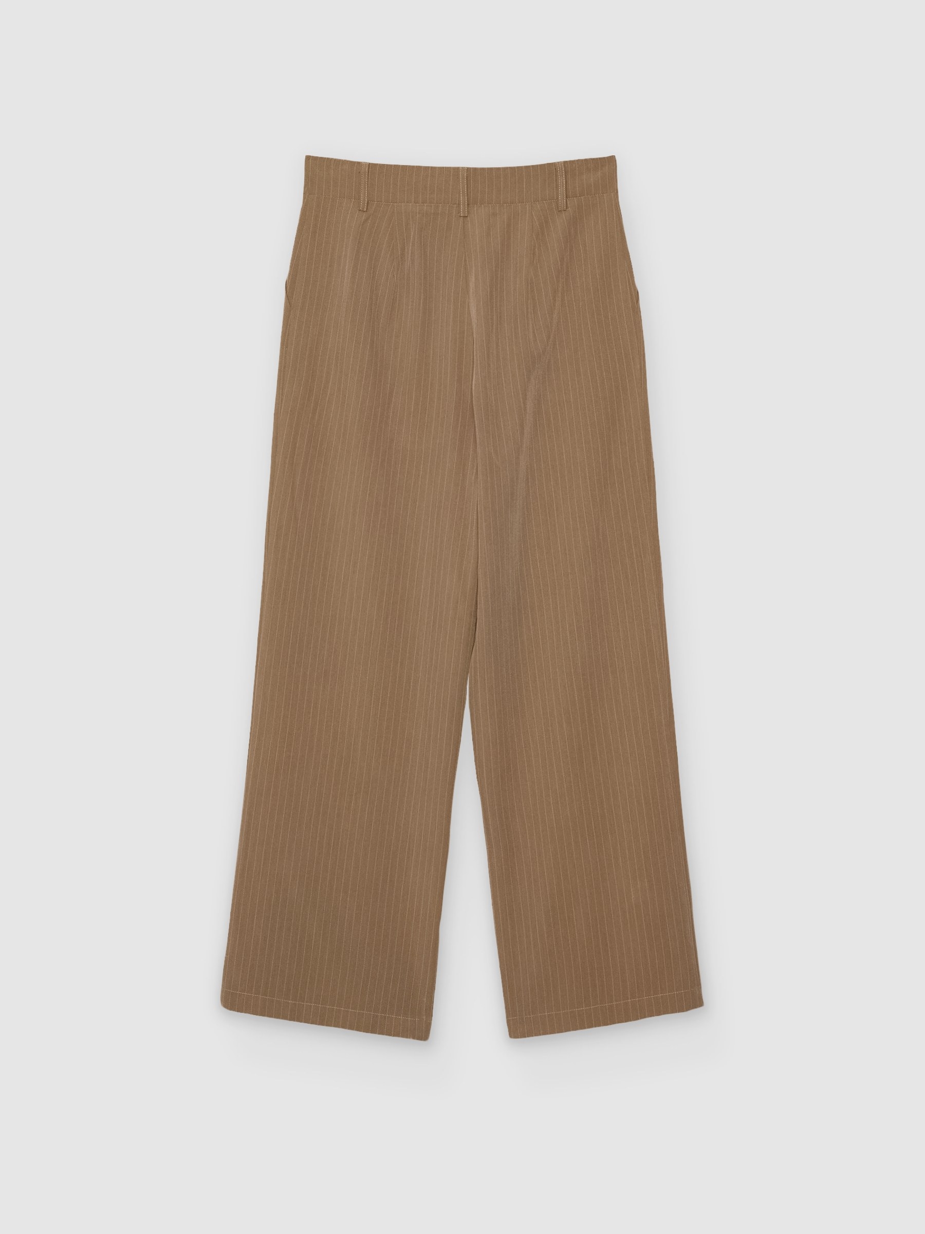  Pantalón recto rayas tiro medio taupe vista frontal