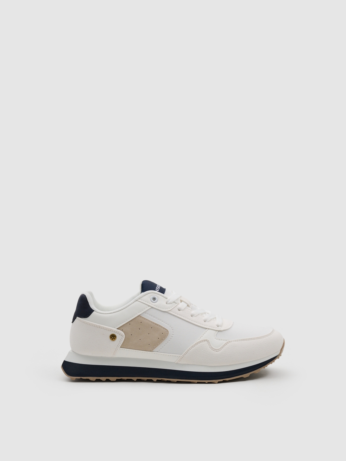 Deportivas nylon suela goma efecto piel blanco