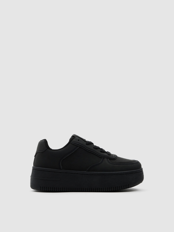 Deportiva baja cremallera plataforma negro