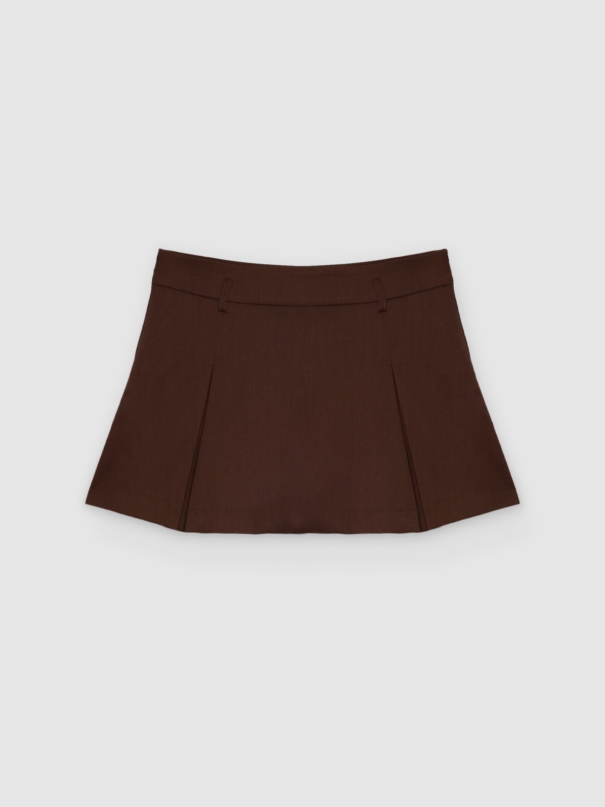 %Pto% Saia-calça mini com cinto chocolate vista frontal