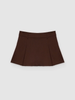 %Pto% Falda pantalón mini con cinturón chocolate vista frontal