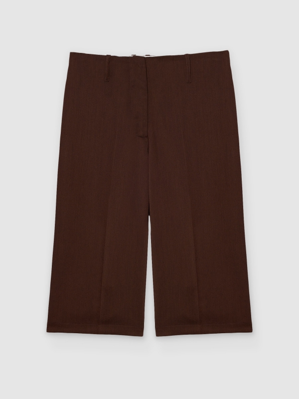  Fluid Bermuda shorts with belt loops chocolate front view