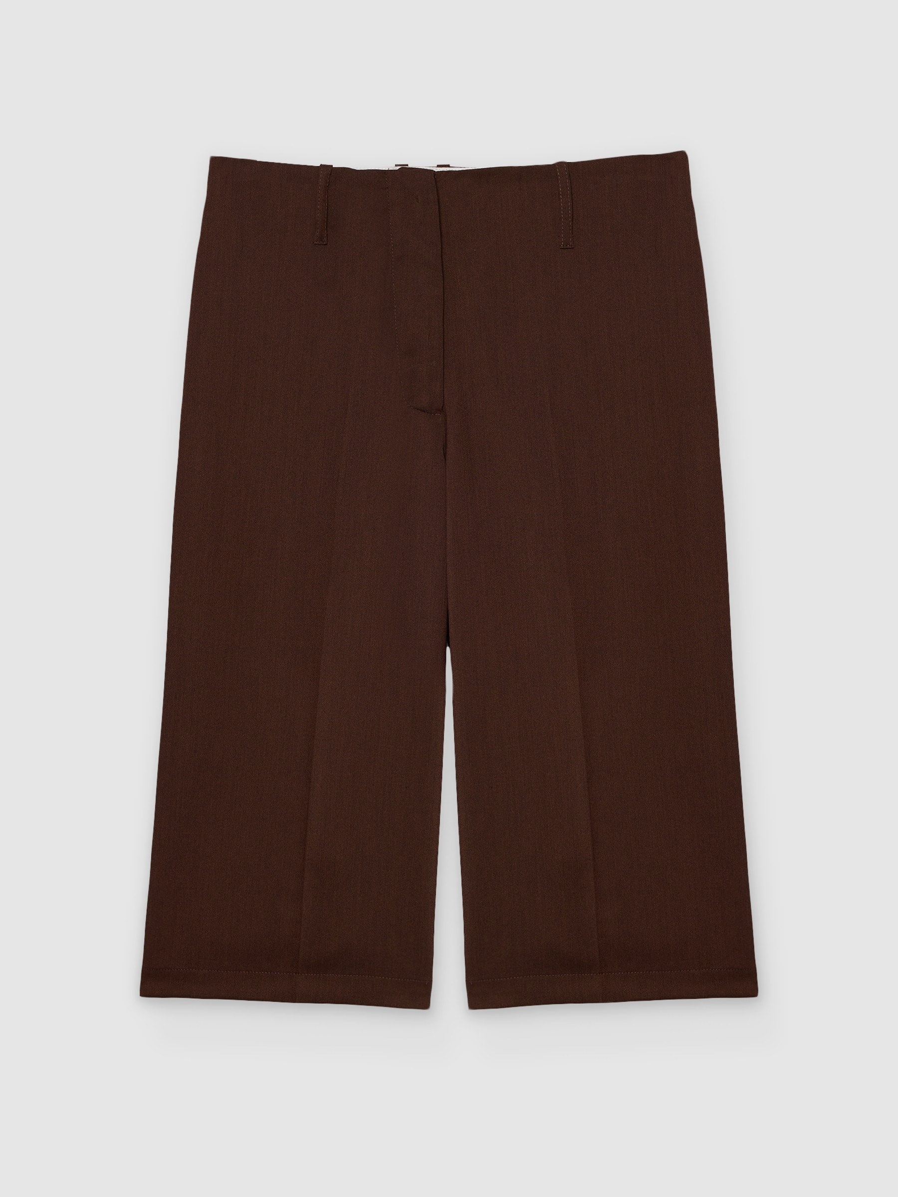  Fluid Bermuda shorts with belt loops chocolate front view