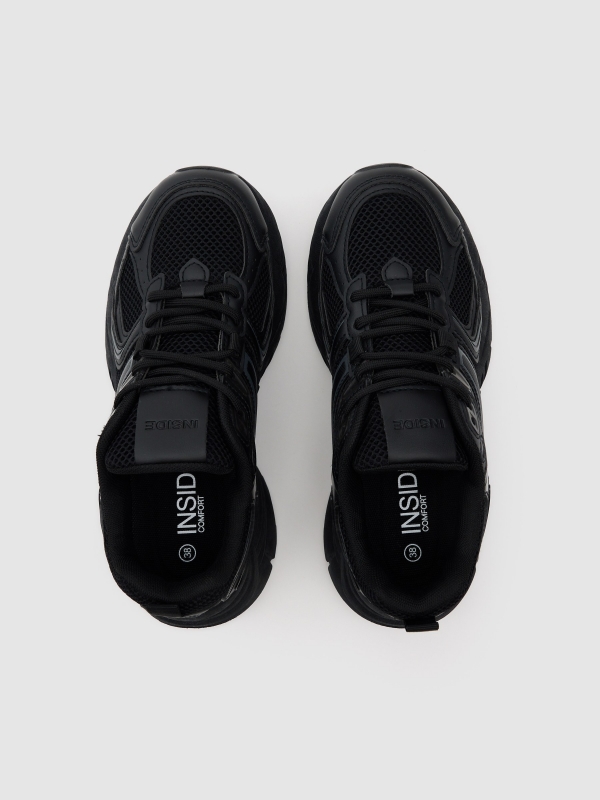 Deportiva casual running nylon negro vista cenital