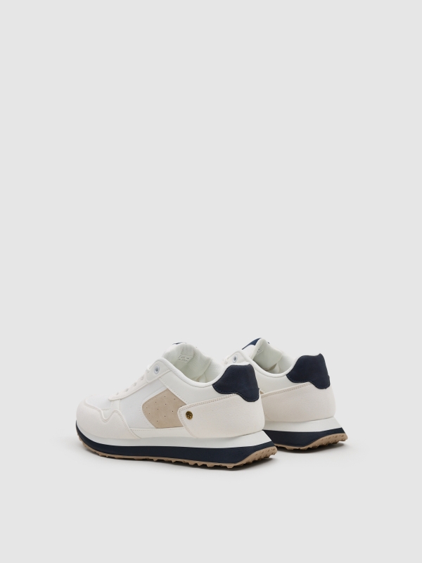 Deportivas nylon suela goma efecto piel blanco vista trasera 45º