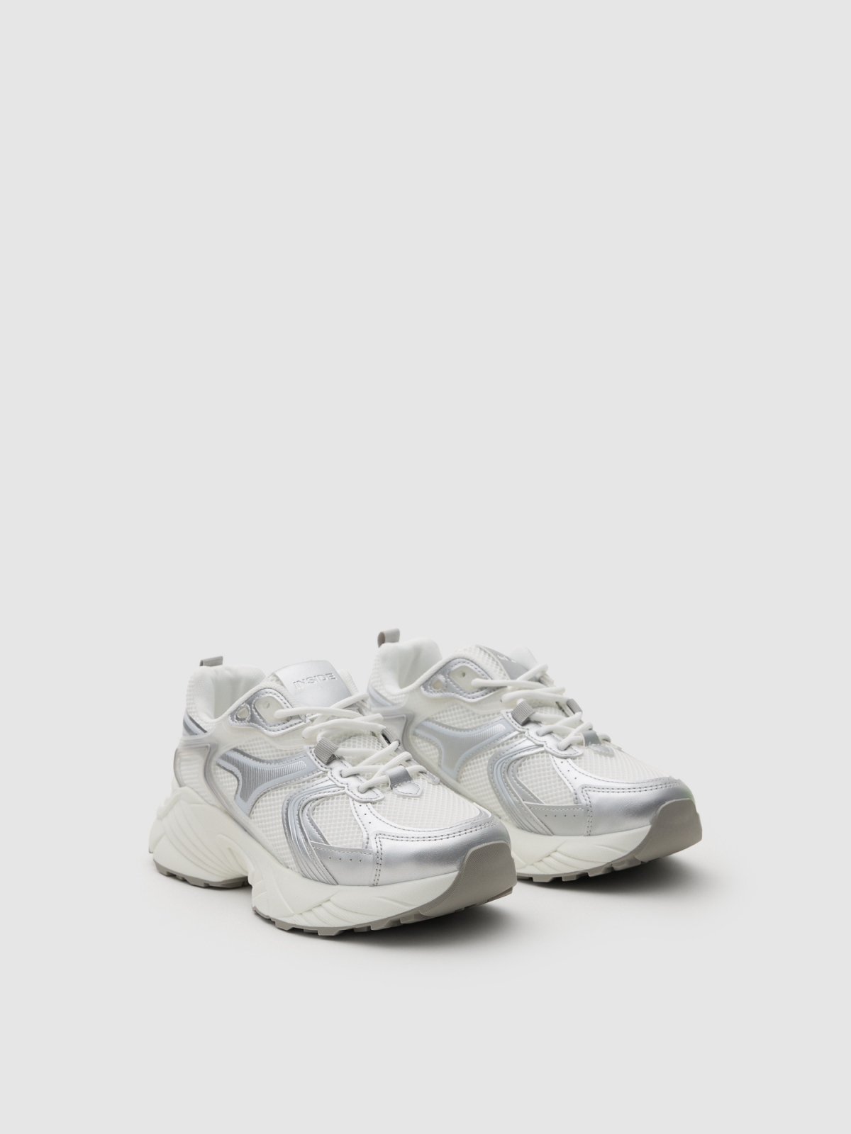Zapatillas combinadas running nylon blanco vista frontal 45º