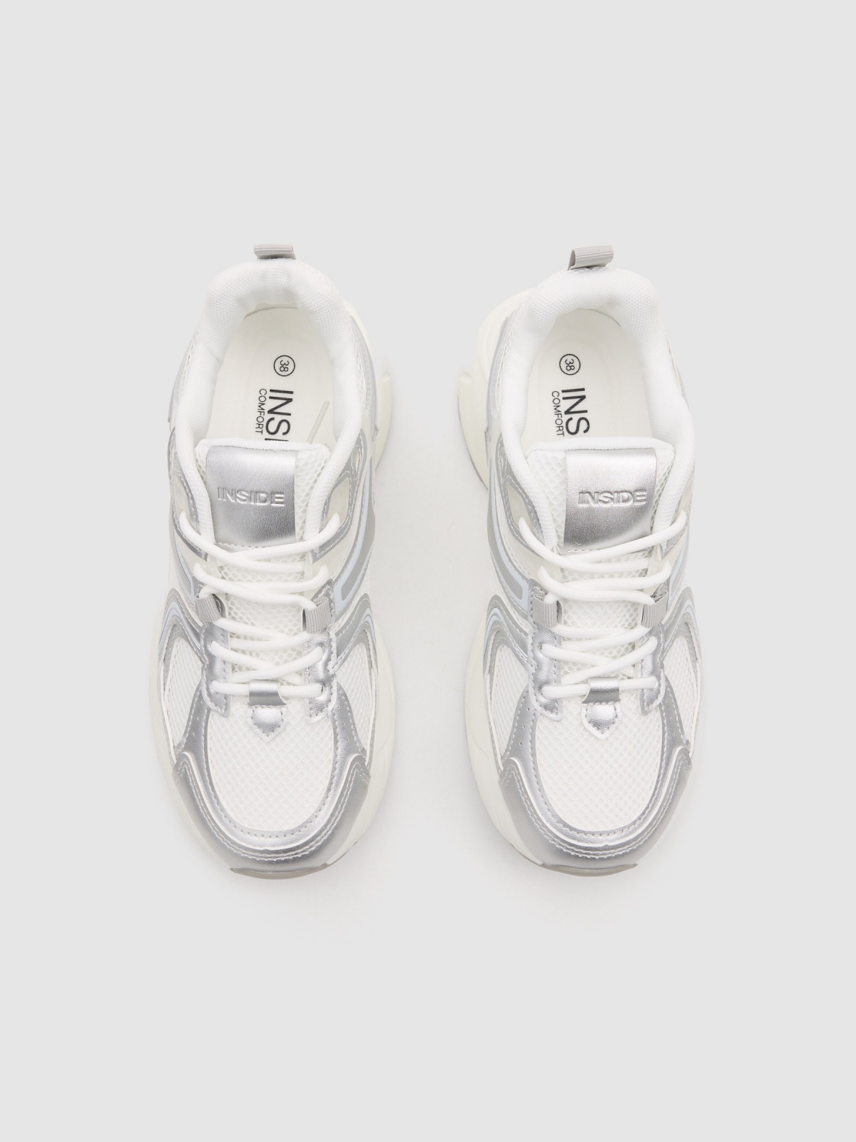 Tênis combinados corrida nylon branco vista superior