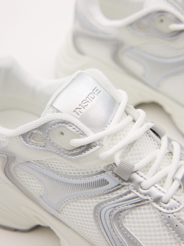 Zapatillas combinadas running nylon blanco vista detalle