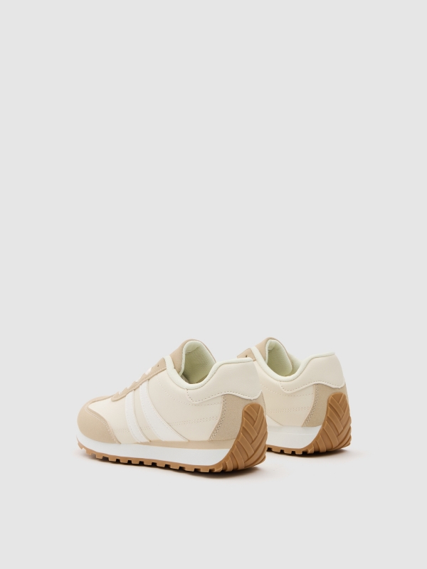 Retro low-top rubber sneaker beige 45º back view