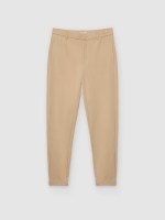 %Pto% High-waisted slim-fit chinos beige front view