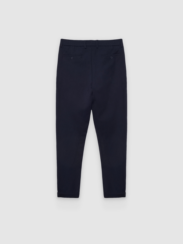 High-waisted slim-fit chinos navy back view