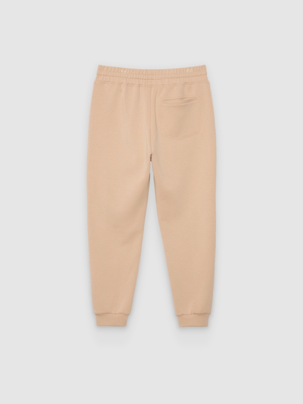 Pantalón jogger slim fit de felpa beige vista trasera