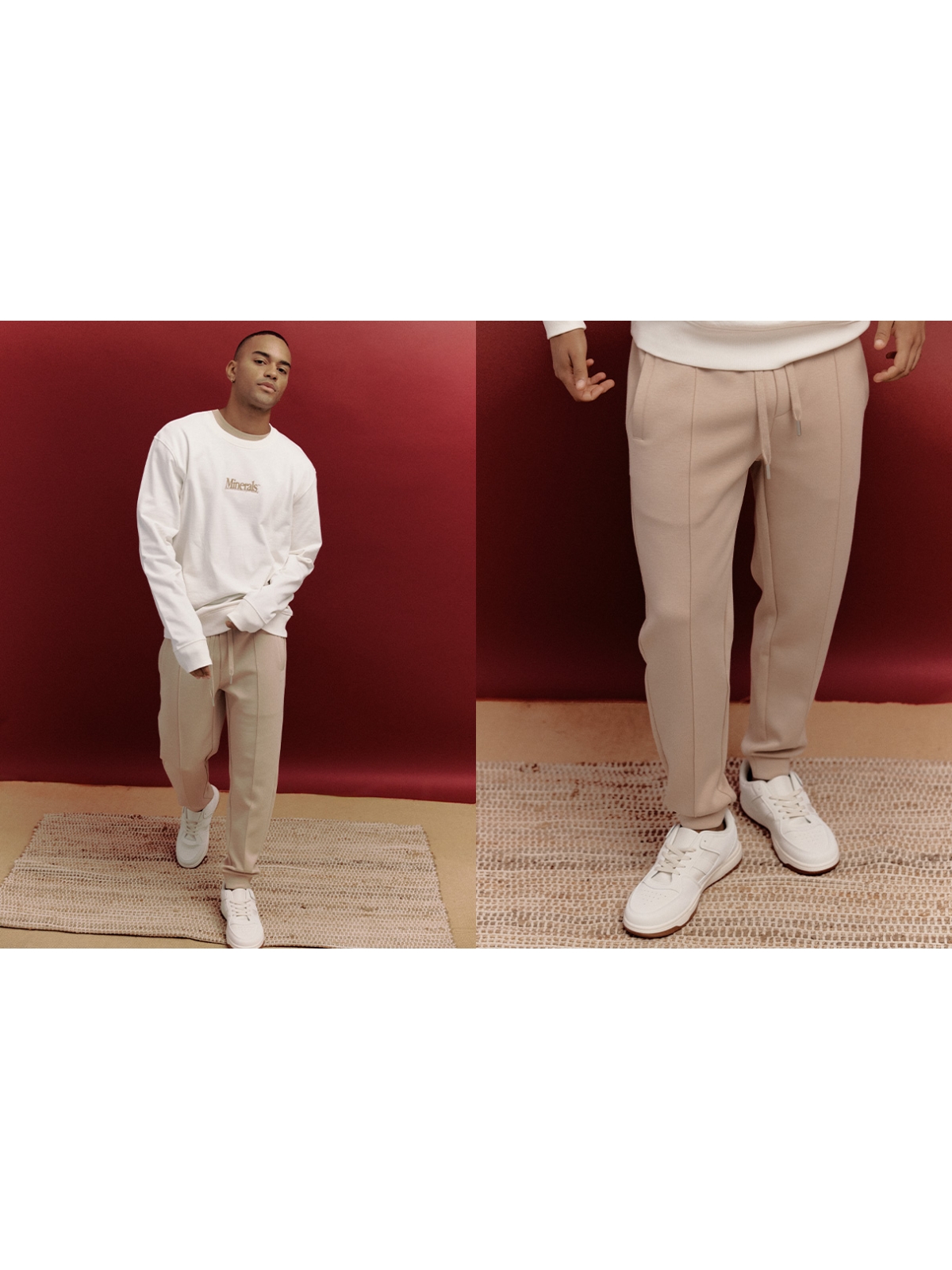 %NewExtra% Pantalón jogger slim fit de felpa beige
