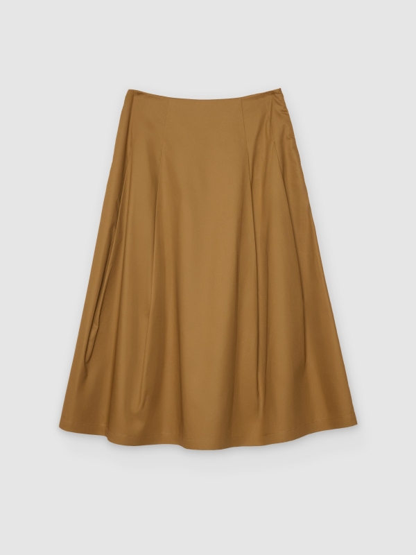  Midi flared cotton skirt ochre front view