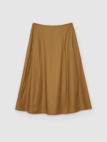%Pto% Falda midi de vuelo algodón ocre vista frontal