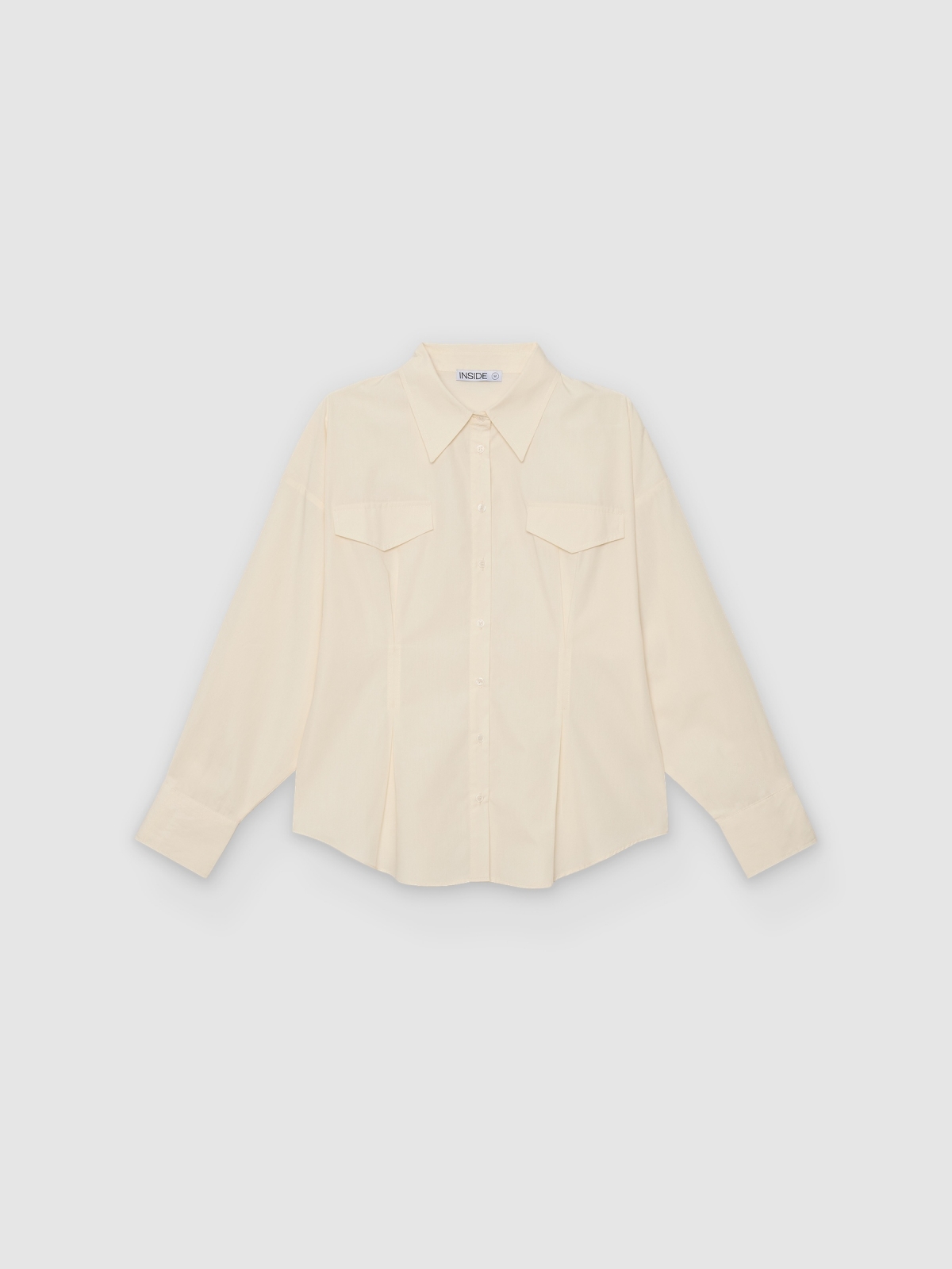 %Pto% Plain oversized shirt with darts off white front view