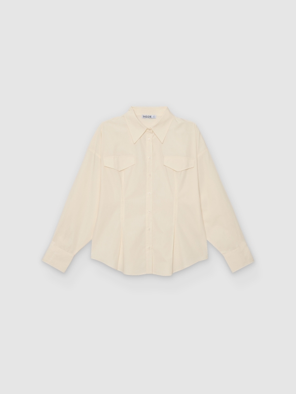  Plain oversized shirt with darts off white front view