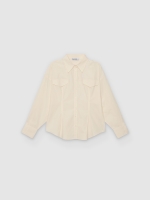 %Pto% Plain oversized shirt with darts off white front view