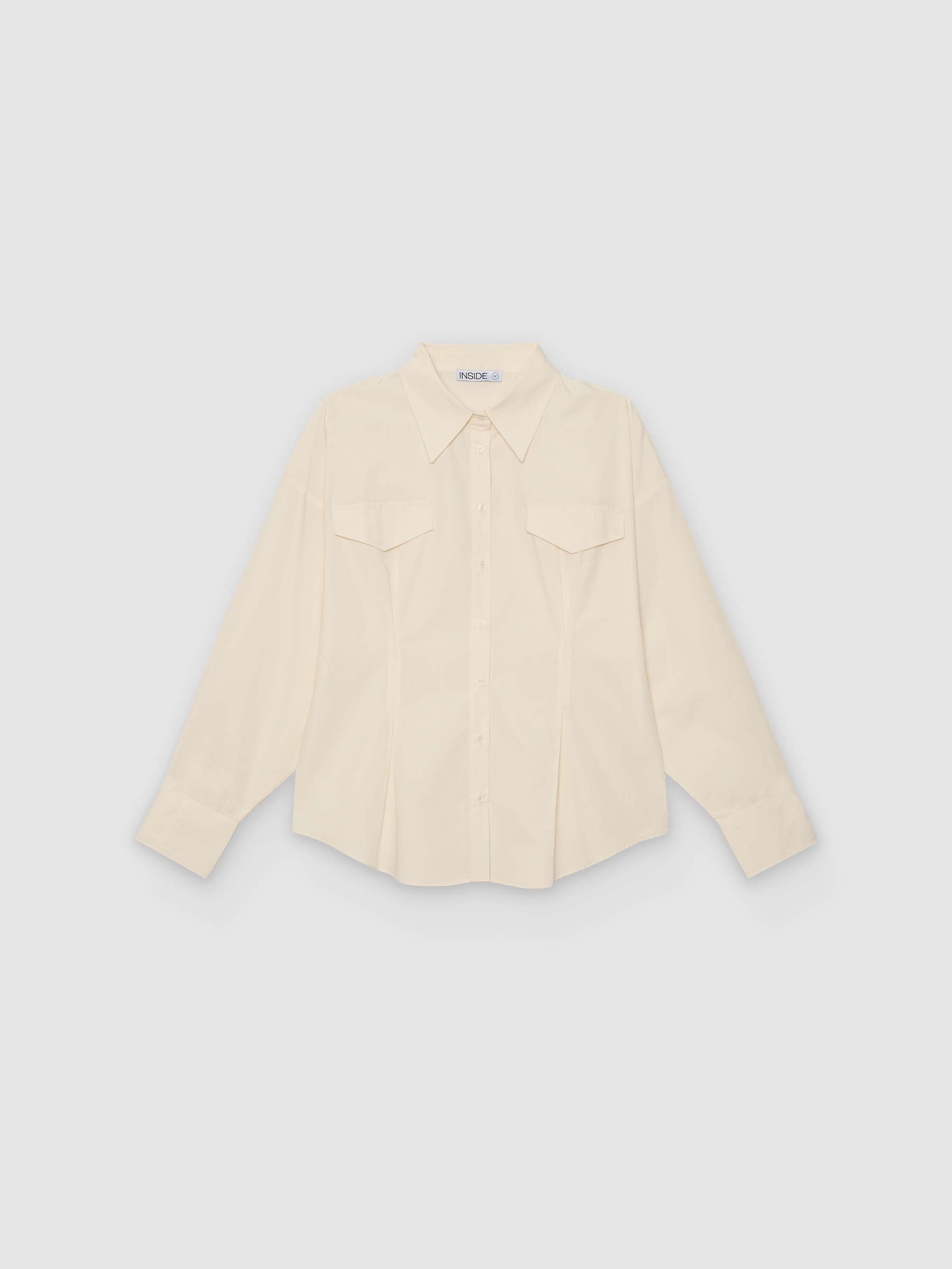 Plain oversized shirt with darts off white front view
