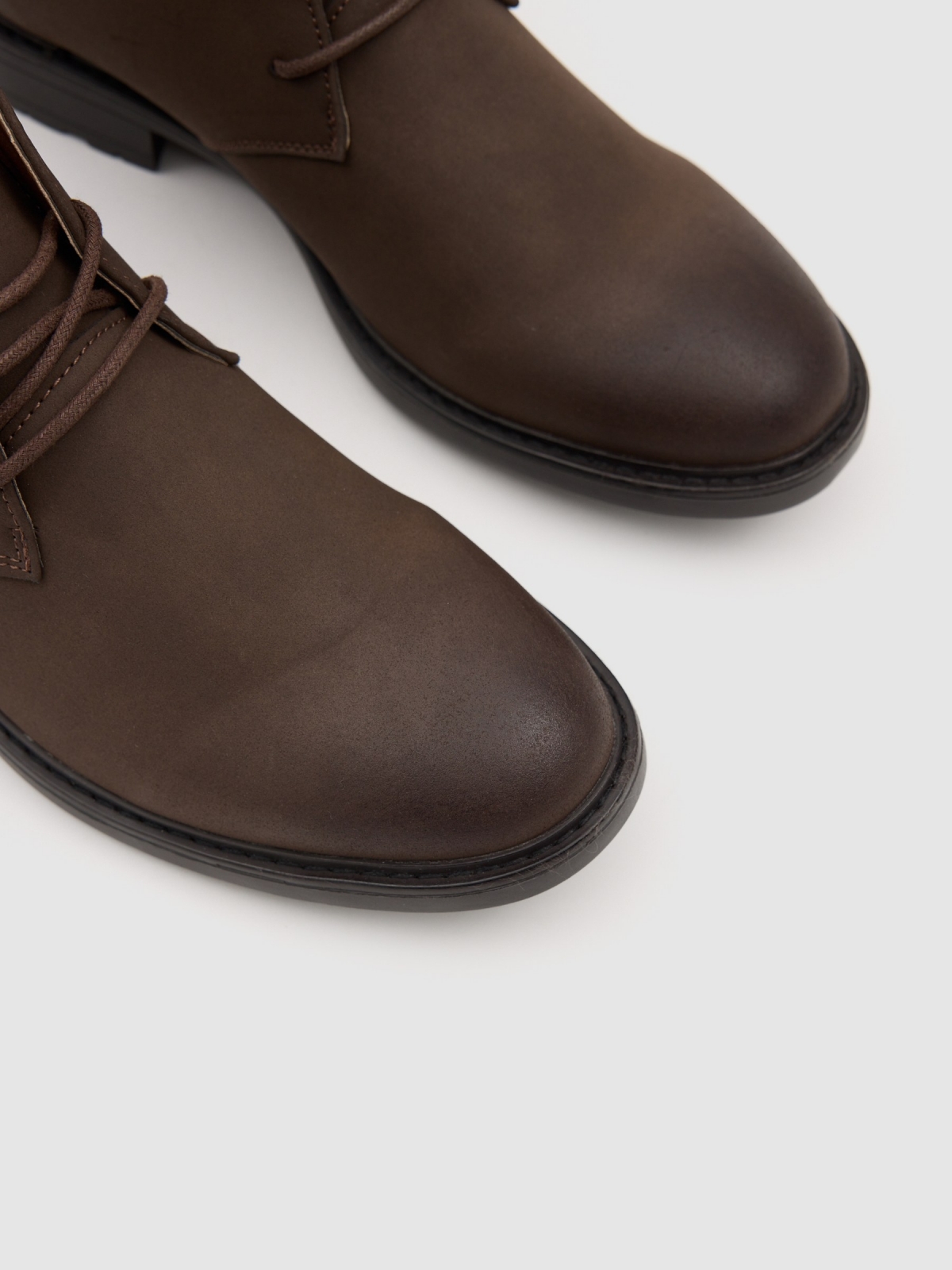 Suede-effect lace-up ankle boot brown detail view