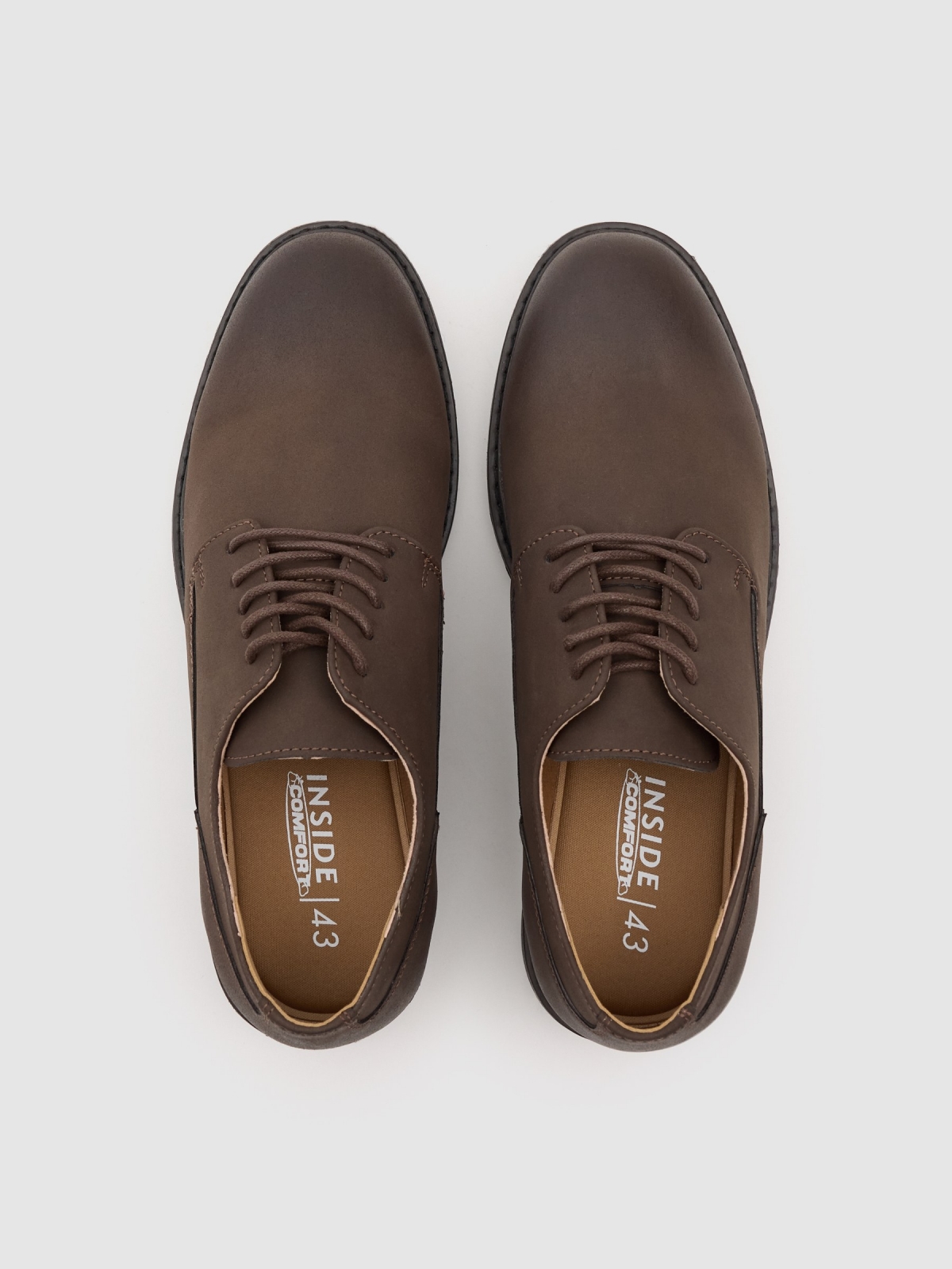 Classic lace-up faux leather shoe brown zenithal view