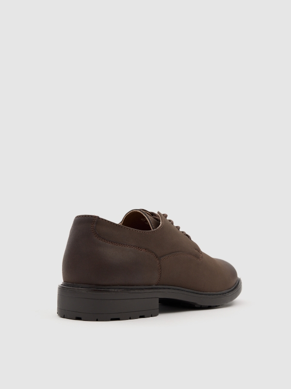 Classic lace-up faux leather shoe brown detail view