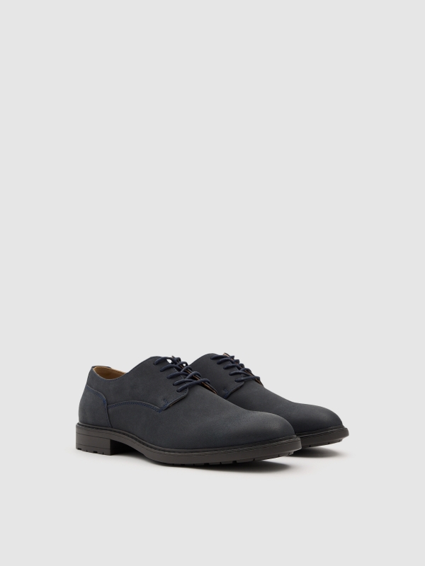 Classic lace-up dress shoe dark blue 45º front view