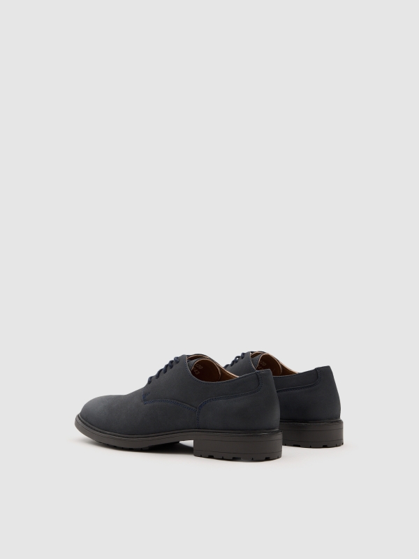 Classic lace-up dress shoe dark blue 45º back view