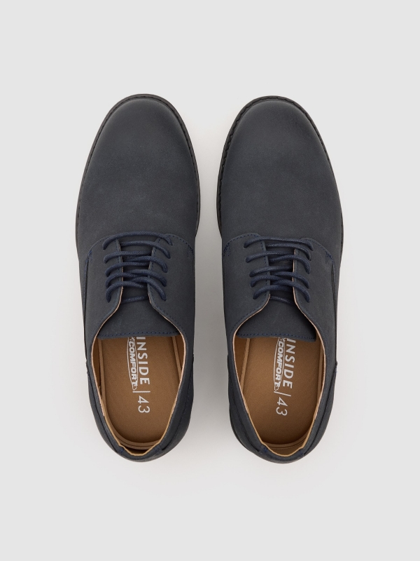 Classic lace-up dress shoe dark blue zenithal view