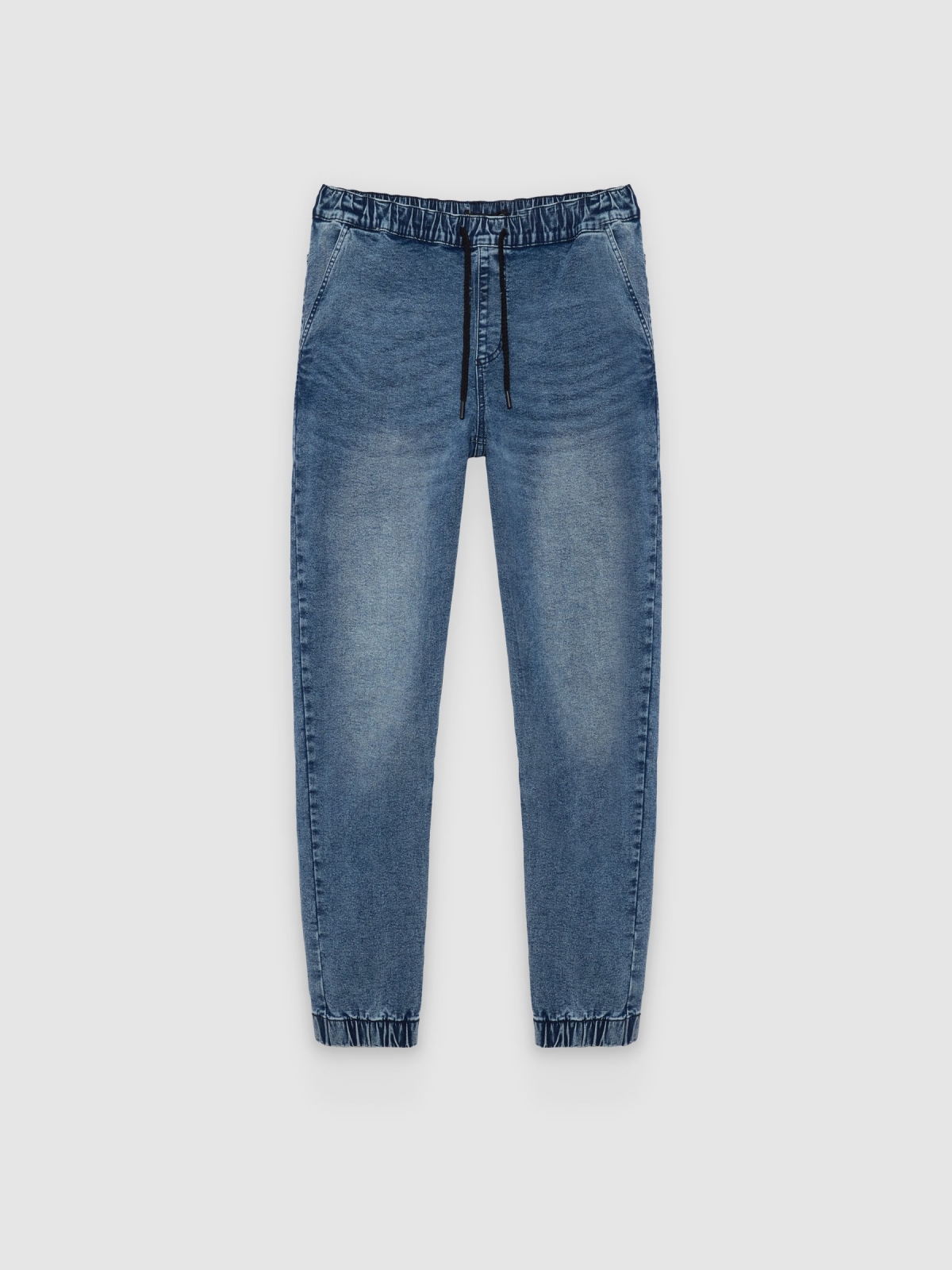 %Pto% Denim jogger pants blue front view
