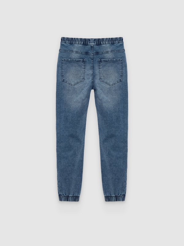 Denim jogger pants blue back view