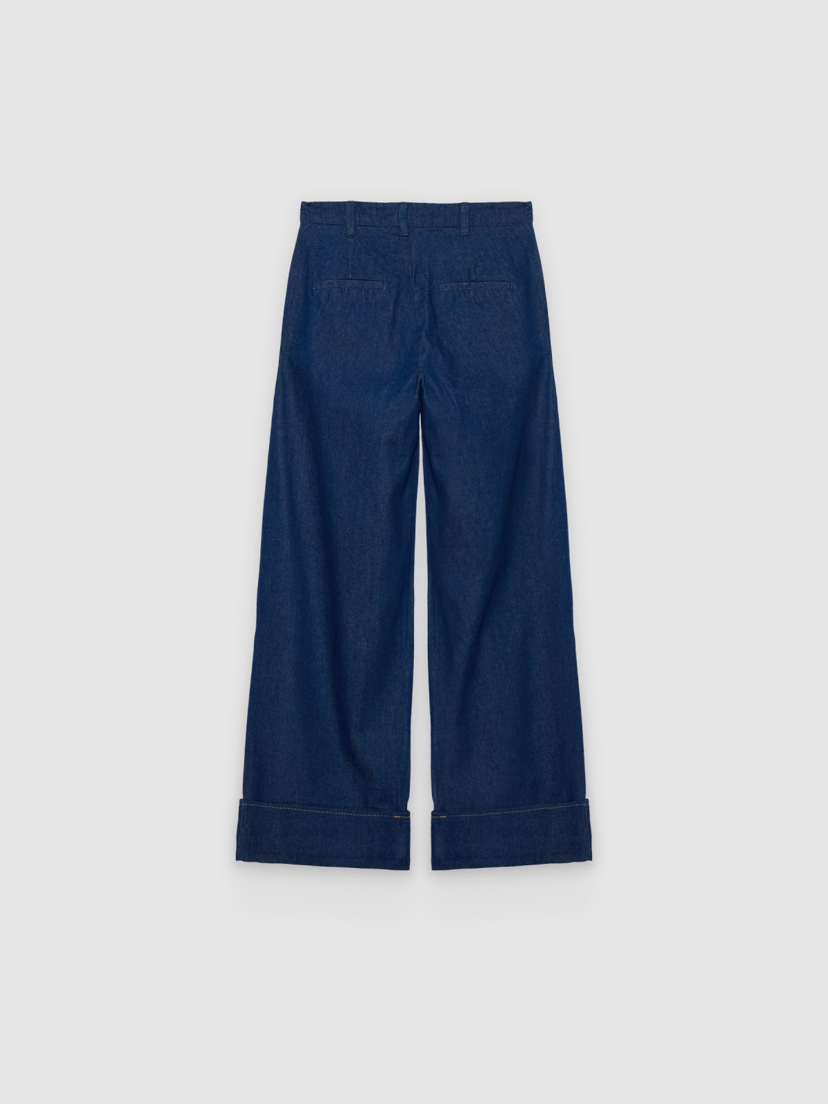 %Pto% Wide-leg jeans with pleats dark blue front view