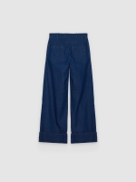 %Pto% Wide-leg jeans with pleats dark blue front view