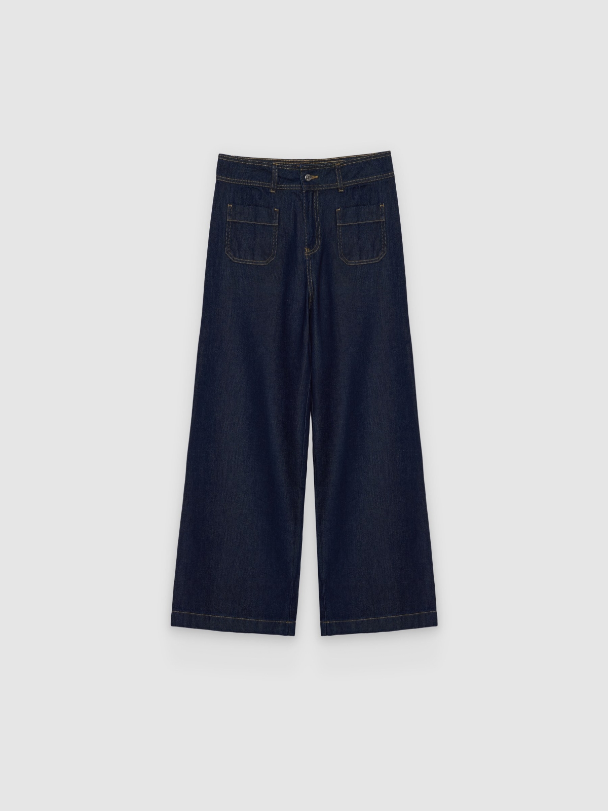 %Pto% Jeans escuros wide leg multibolsos azul escuro vista frontal