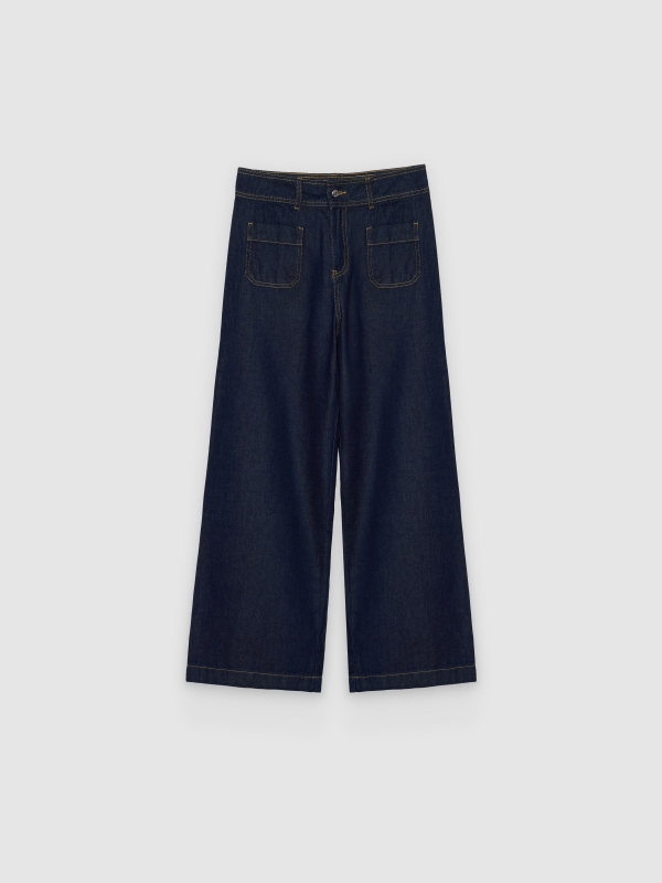  Jeans escuros wide leg multibolsos azul escuro vista frontal