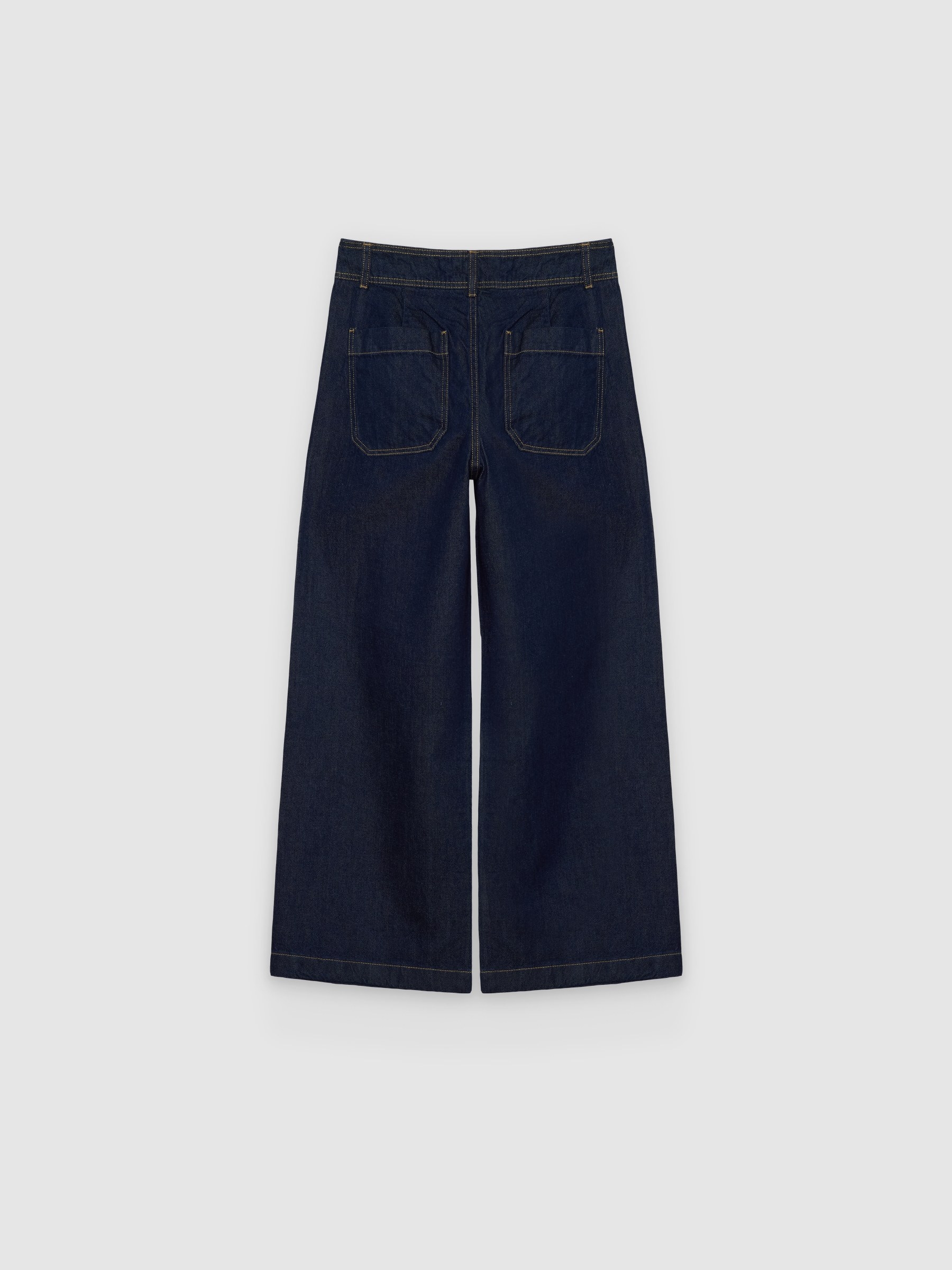 Jeans escuros wide leg multibolsos azul escuro vista geral frontal