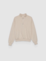 %Pto% Basic mock-neck sweatshirt with zipper raw front view