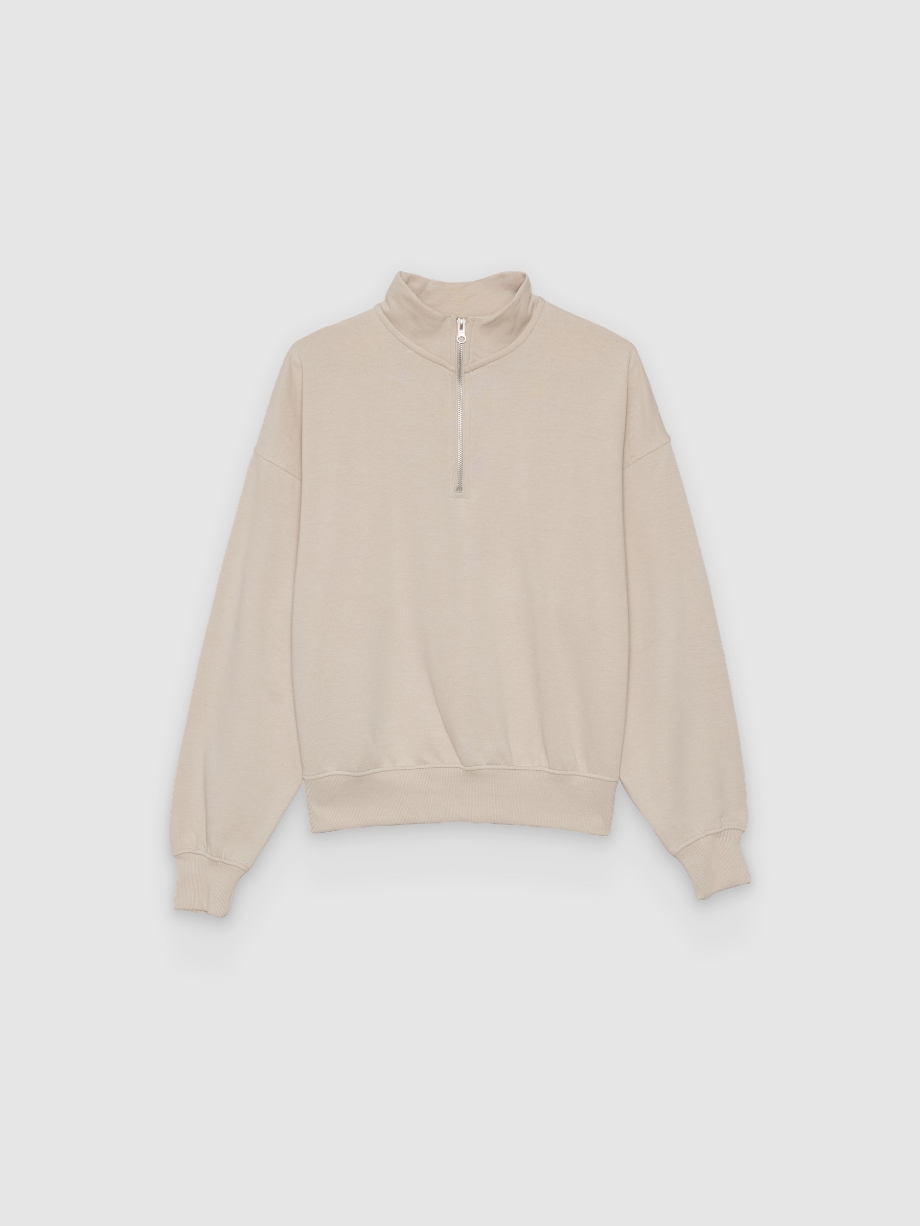  Basic mock-neck sweatshirt with zipper raw front view