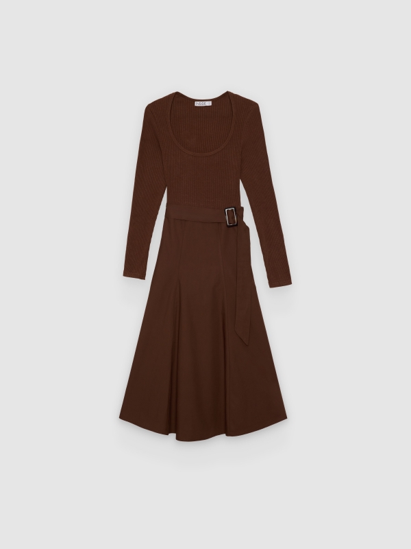  Combined midi dress taupe front view