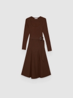 %Pto% Combined midi dress taupe front view