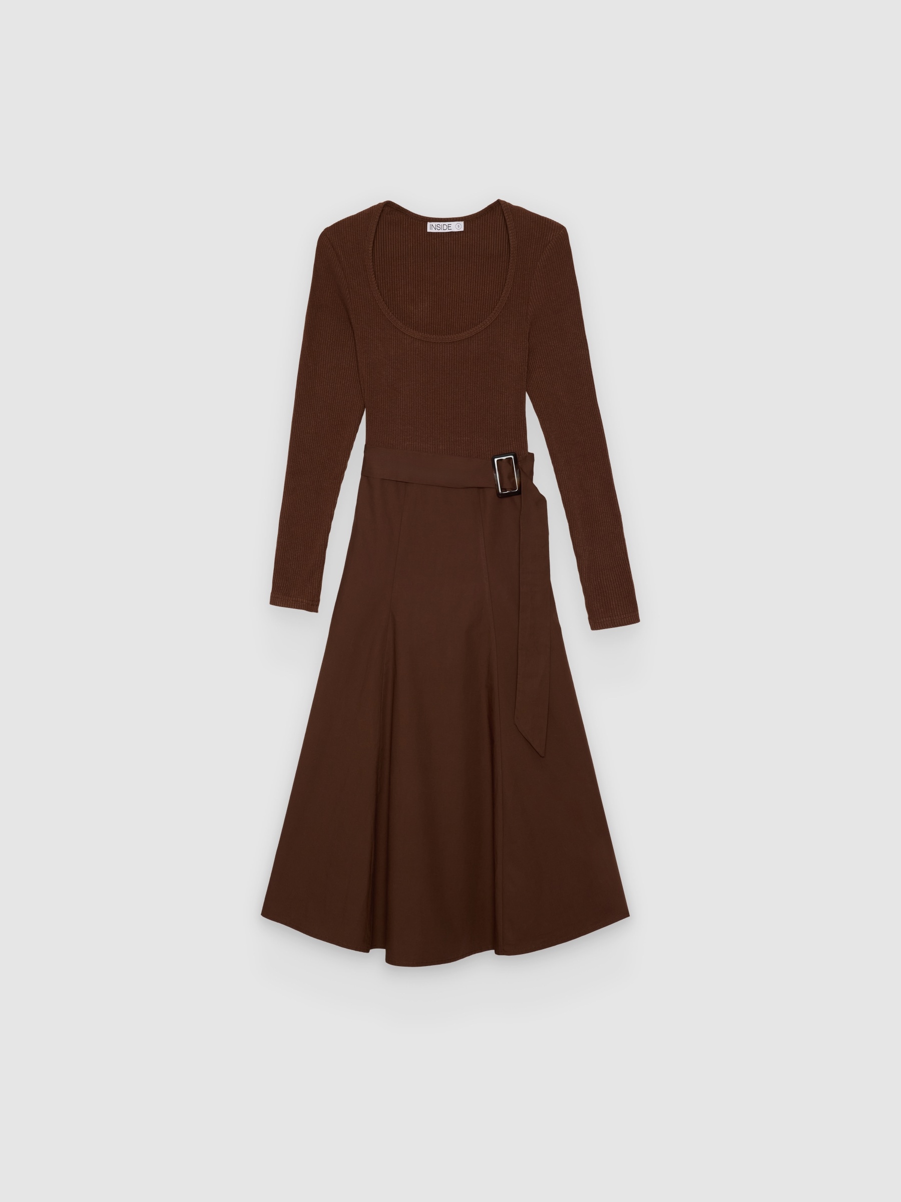  Combined midi dress taupe front view